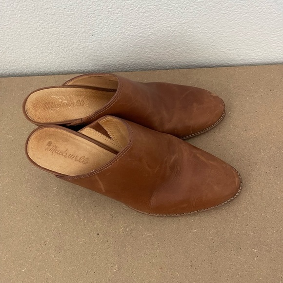 Madewell The Harper Mule Heeled Camel Brown Leather Womens Size 8.5 Slip On - Picture 3 of 10